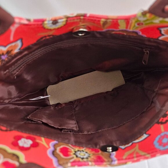 Longaberger Homestead Red Floral Print Snap Close Shoulder Handbag Purse - Picture 13 of 16